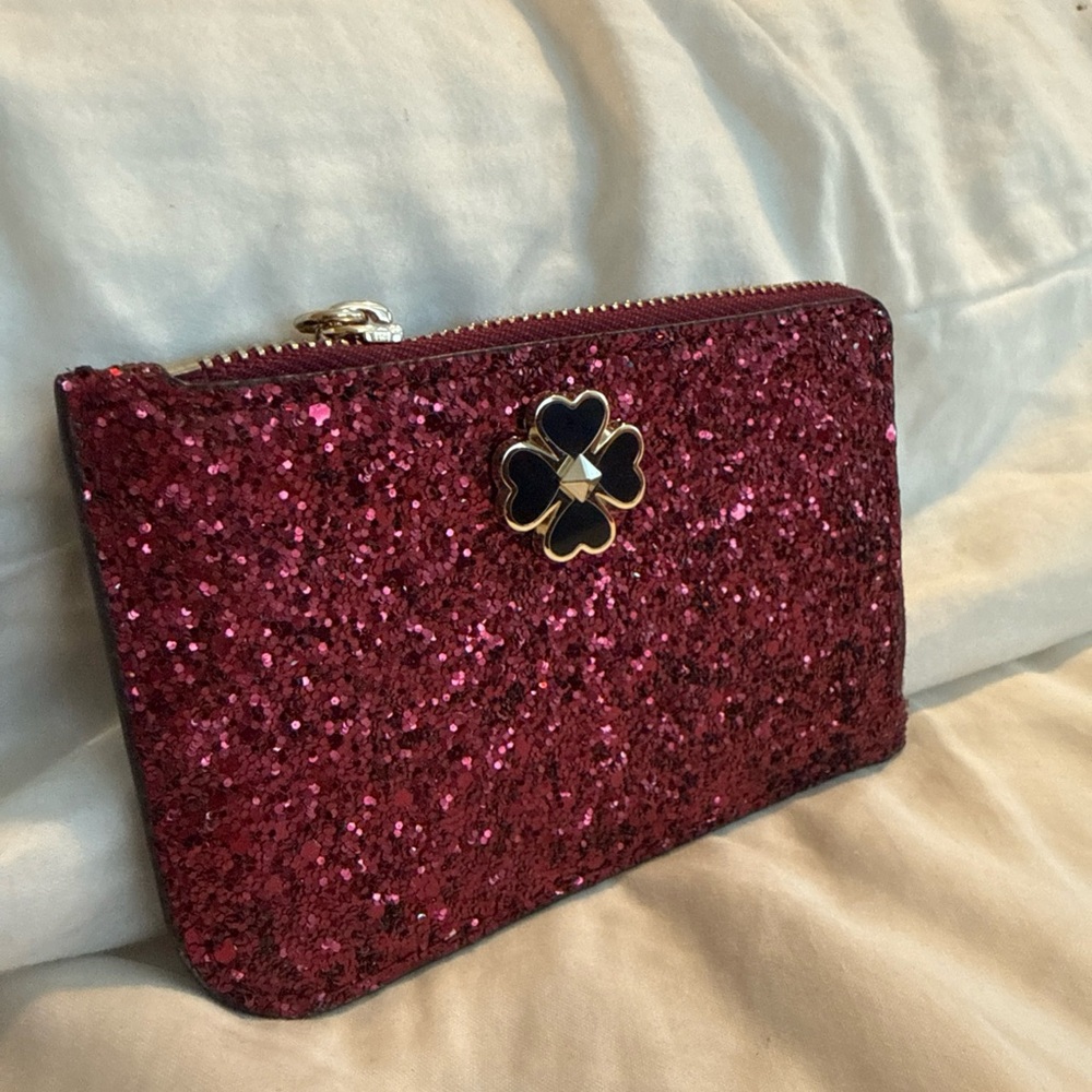 Kate Spade Odette Glitter Medium L-Zip Card Holder Wallet